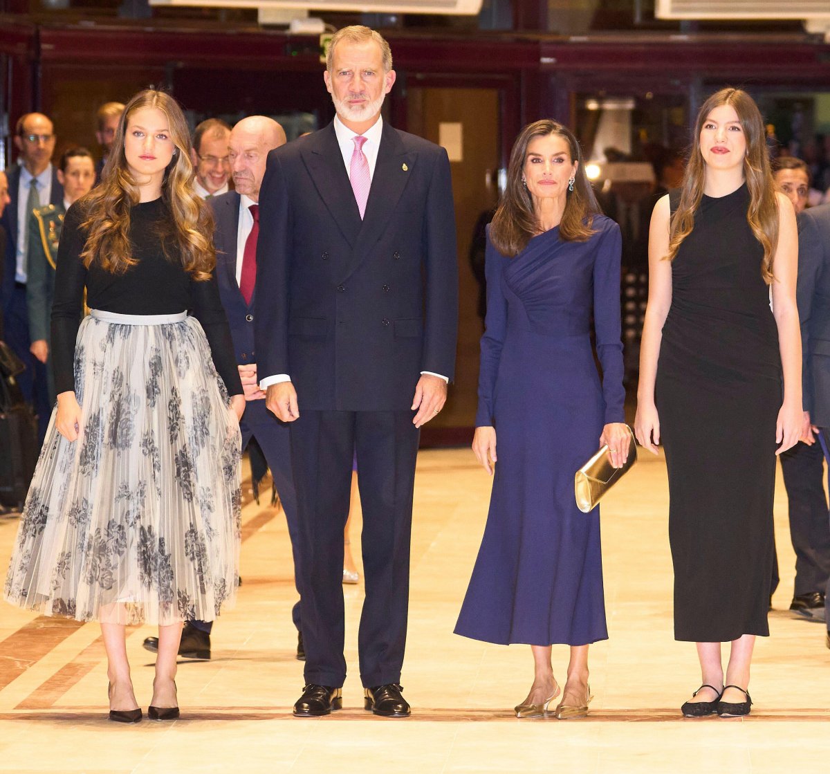 Il Re e la Regina di Spagna, con la Principessa delle Asturie e Infanta Sofia, assistono a un concerto all'Auditorium Principe Felipe a Oviedo il 24 ottobre 2024 (Album/Alamy)