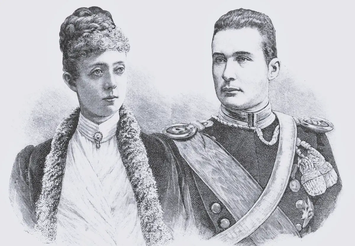 Ritratto illustrato dell'arciduchessa Margarete Sophie d'Austria e del duca Alberto di Württemberg al momento del loro matrimonio nel 1893 (Wikimedia Commons)