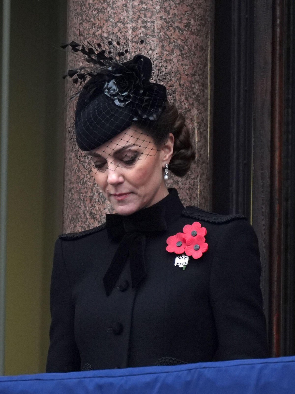 La Principessa del Galles partecipa alla cerimonia della Domenica del Ricordo al Cenotafio di Londra il 10 novembre 2024 (Jordan Pettitt/PA Images/Alamy)