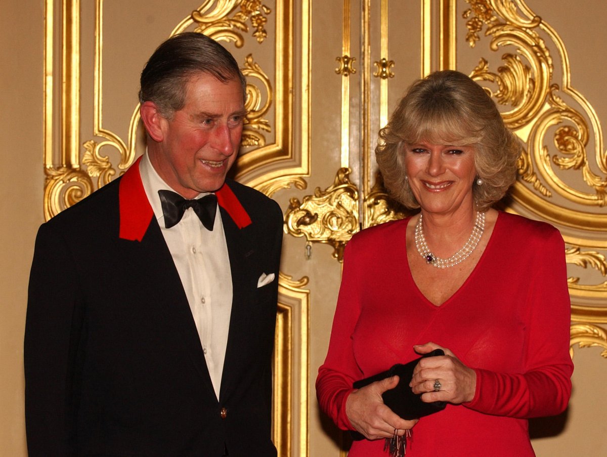 Il Principe di Galles e Camilla Parker Bowles annunciano il loro fidanzamento a Londra, febbraio 2005 (John Stillwell/PA Images/Alamy)