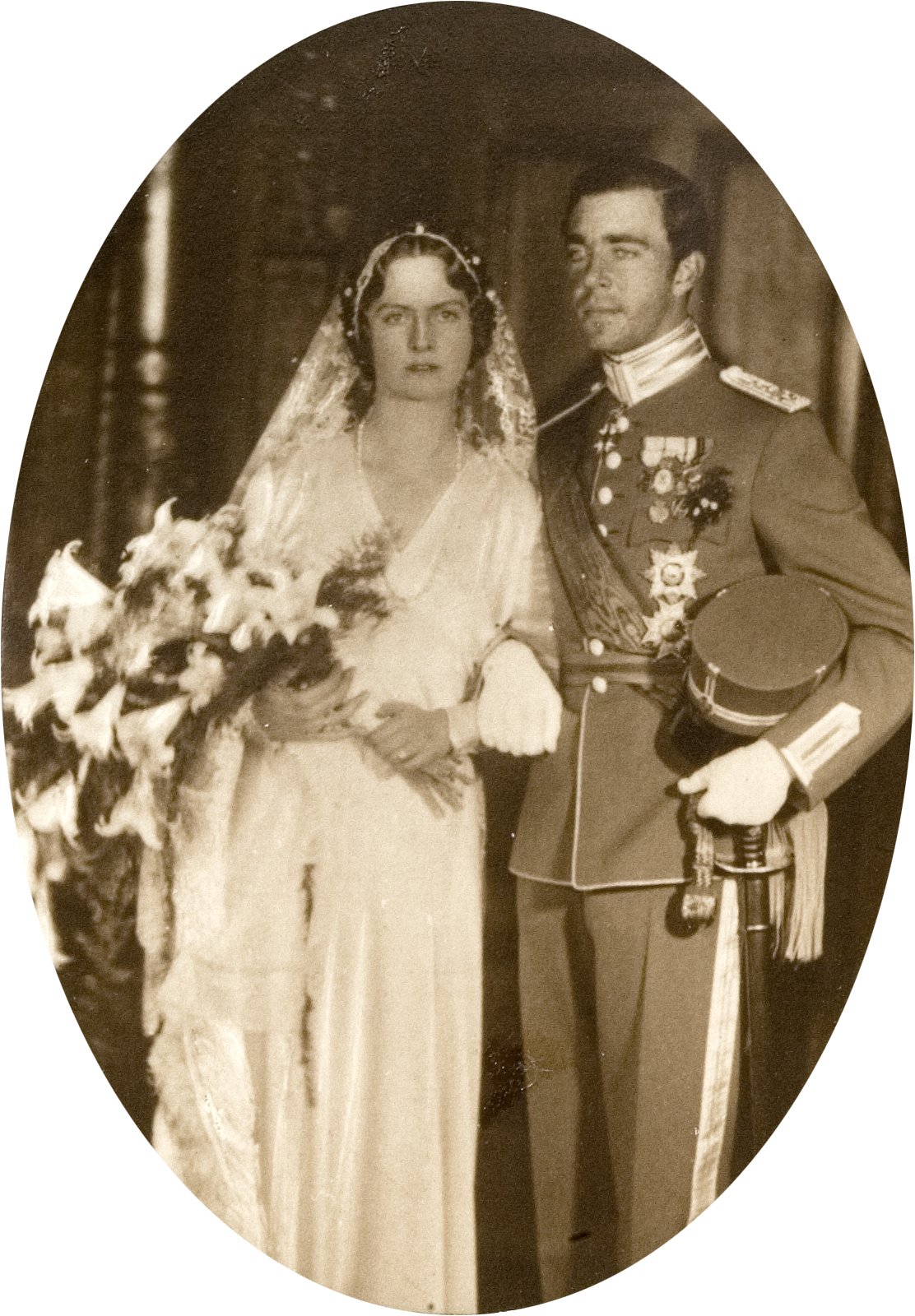 La Principessa Sibylla di Sassonia-Coburgo e Gotha e il Principe Gustaf Adolf di Svezia nel giorno delle nozze, ottobre 1932 (Royal Armoury/Wikimedia Commons)