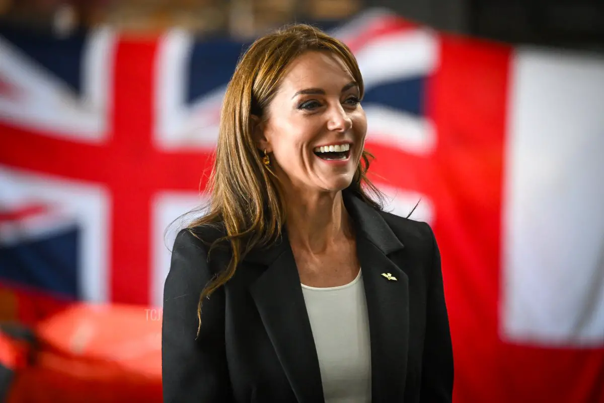 La Principessa di Galles visita la Royal Naval Air Station Yeovilton il 18 settembre 2023 (Finnbarr Webster/Getty Images)