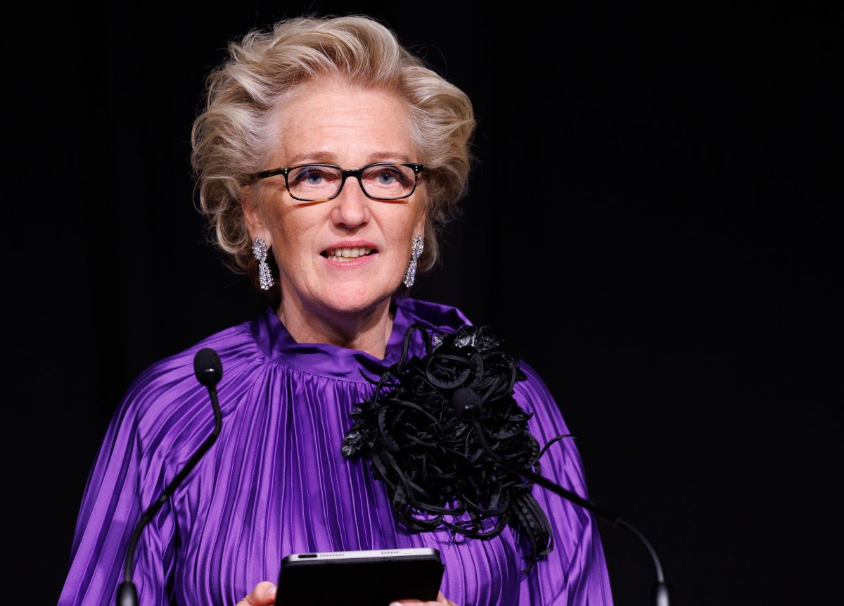 La principessa Astrid del Belgio pronuncia un discorso durante una ricezione ufficiale durante la missione economica belga in Australia a Sydney il 23 ottobre 2023 (BENOIT DOPPAGNE/Belga News Agency/Alamy)