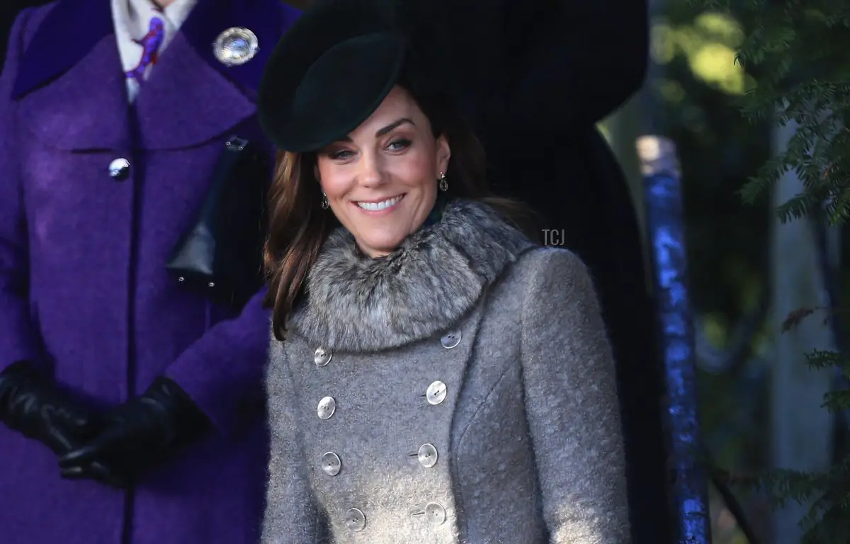 Catherine, Duchess of Cambridge partecipa al servizio della Chiesa di Natale alla Chiesa di Santa Maria Maddalena nel dominio di Sandringham il 25 dicembre 2019 a King's Lynn, Regno Unito