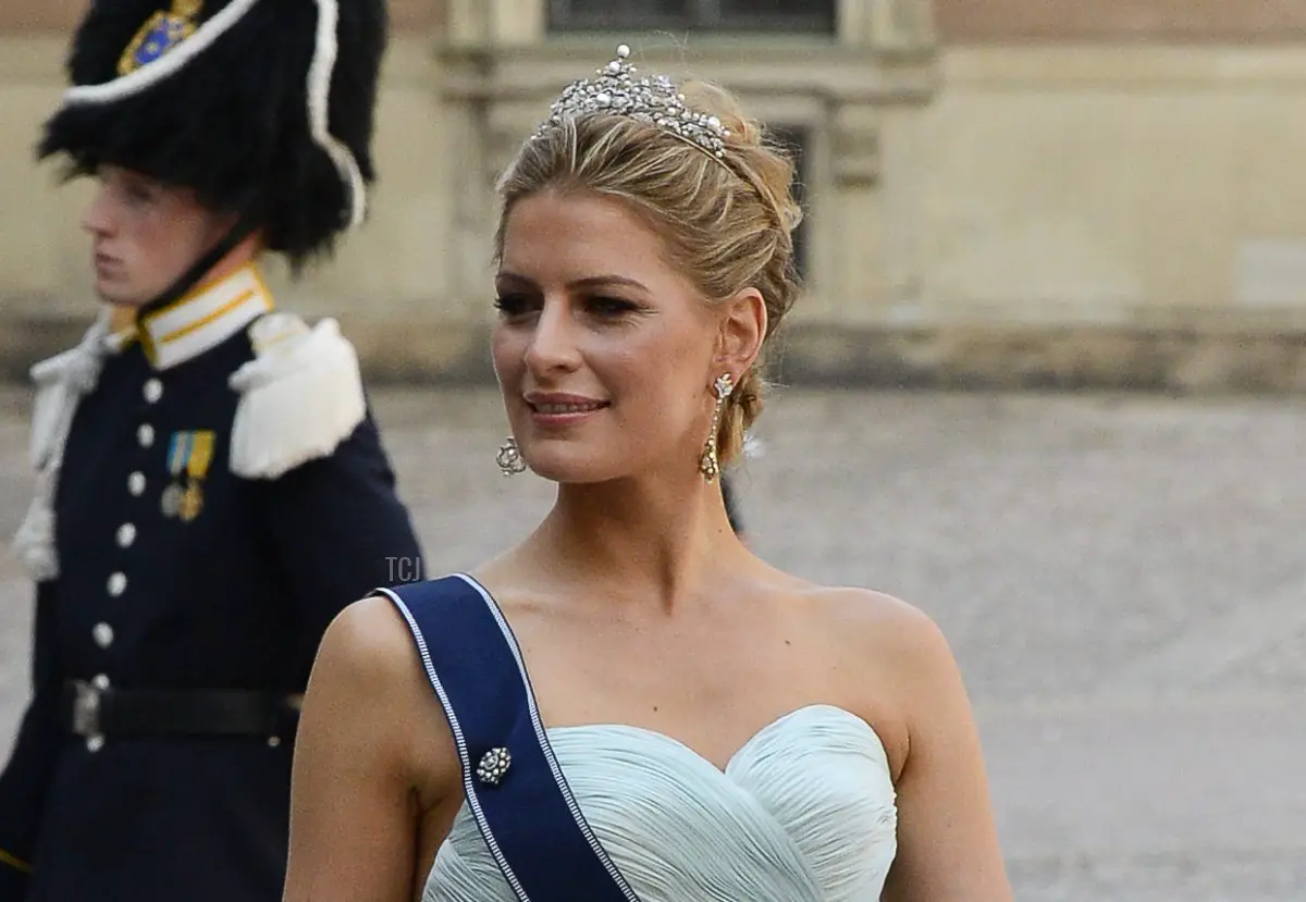 La moglie del Principe Nikolaos di Grecia, Tatiana, arriva il 8 giugno 2013 alla cerimonia di matrimonio della Principessa Madeleine di Svezia e Christopher O'Neill al castello reale di Stoccolma