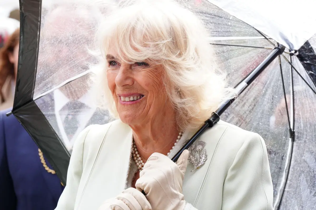 Queen Camilla participates in a celebration for the 900th anniversary of Edinburgh at the Edinburgh Castle on July 3, 2024 (Jane Barlow/PA Images/Alamy)