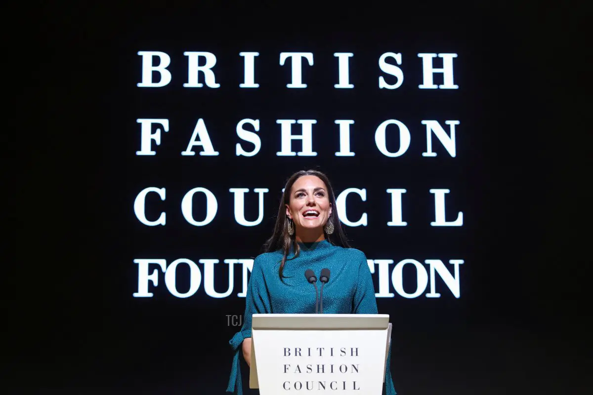 Catherine, Duchess of Cambridge announces the winner of the Queen Elizabeth II Award for British Design during an event at the Design Museum on May 04, 2022 in London, England