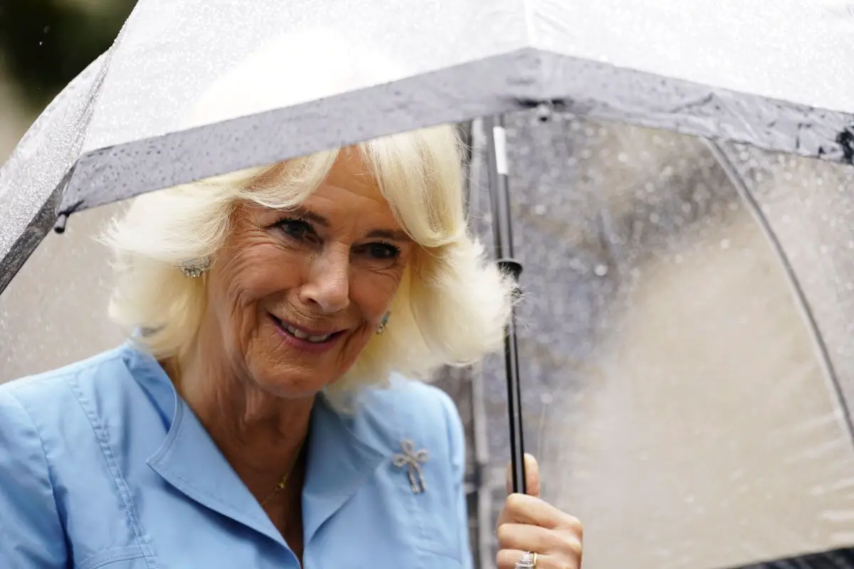 La Regina Camilla visita St Helier in Jersey il 15 luglio 2024 (Andrew Matthews/PA Images/Alamy)