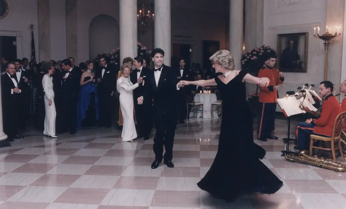 Diana, Principessa del Galles in abito di Travolta alla Casa Bianca, 1985