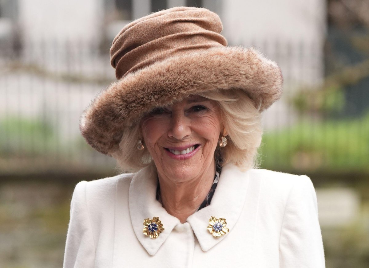 La Regina Camilla del Regno Unito partecipa al Servizio Reale di Maundy presso la Cattedrale di Worcester il 28 marzo 2024 (Jacob King/PA Images/Alamy)