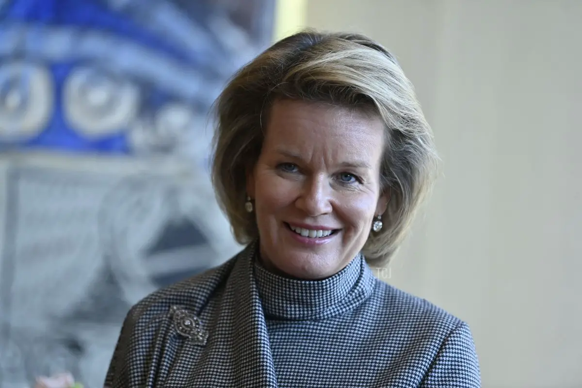 Queen Mathilde of Belgium during a royal visit to the New headquarters of BNP Paribas Fortis in Brussels, Wednesday, September 28, 2022