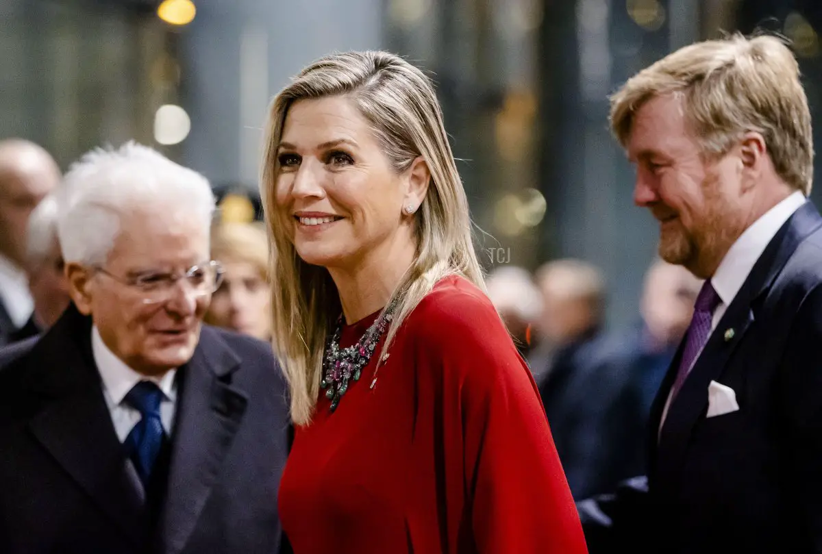 Queen Maxima at the Concertgebouw prior to the counter performance. Italian President Sergio Mattarella pays a three-day state visit to the Netherlands