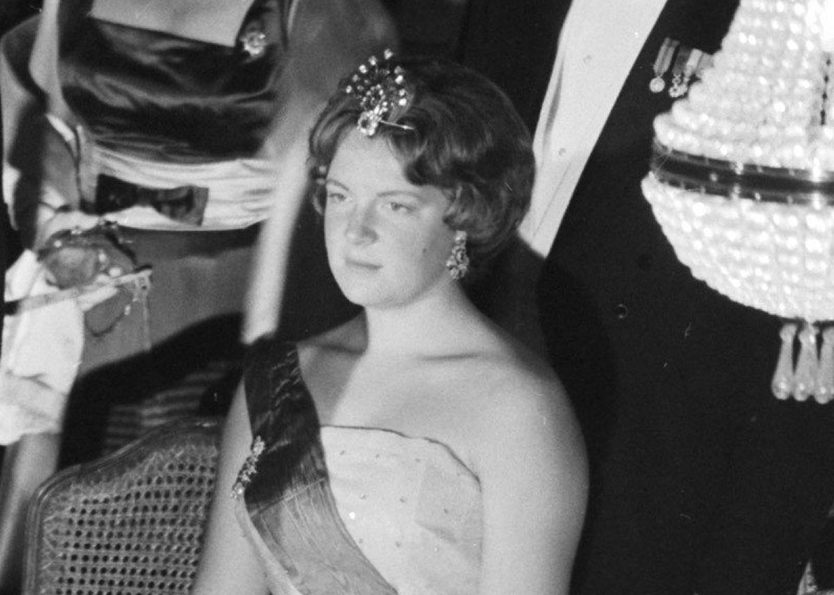 La principessa Irene dei Paesi Bassi partecipa a un gala durante la visita di stato belga, luglio 1959