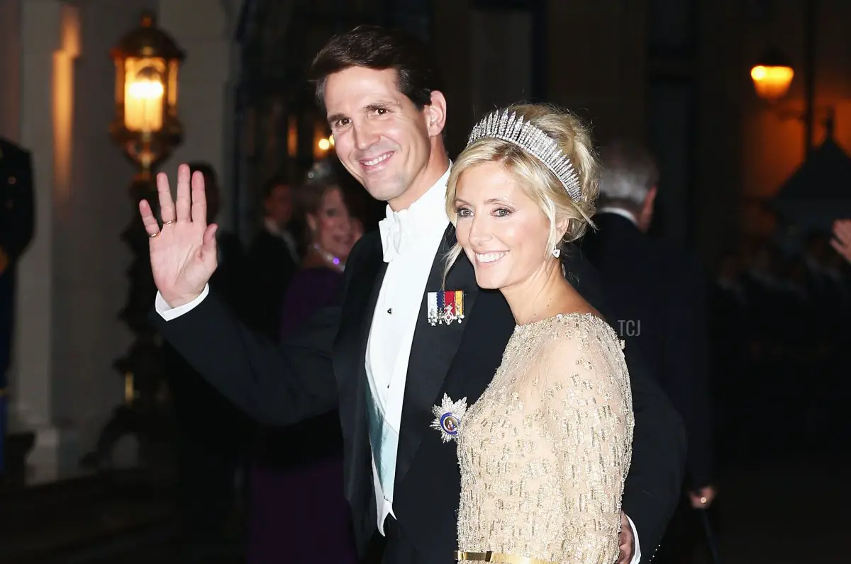 Il Principe Pavlos di Grecia e la Principessa Marie Chantal di Grecia partecipano alla cena di gala per il matrimonio del Principe Guillaume di Lussemburgo e Stephanie de Lannoy al Palazzo Granducale il 19 ottobre 2012 a Lussemburgo