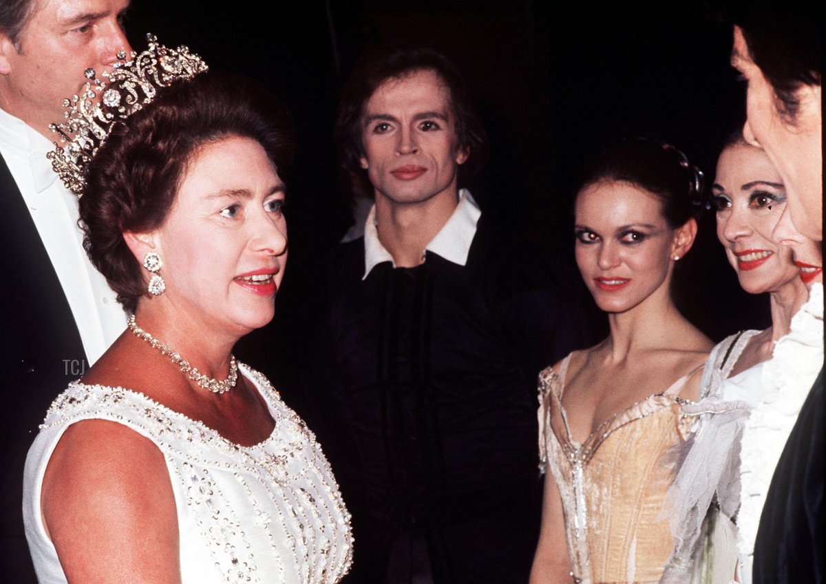 La Principessa Margaret al Royal Opera House, Covent Garden, dove ha assistito a una performance di Gala per il Giubileo d'Argento, Maggio 1977