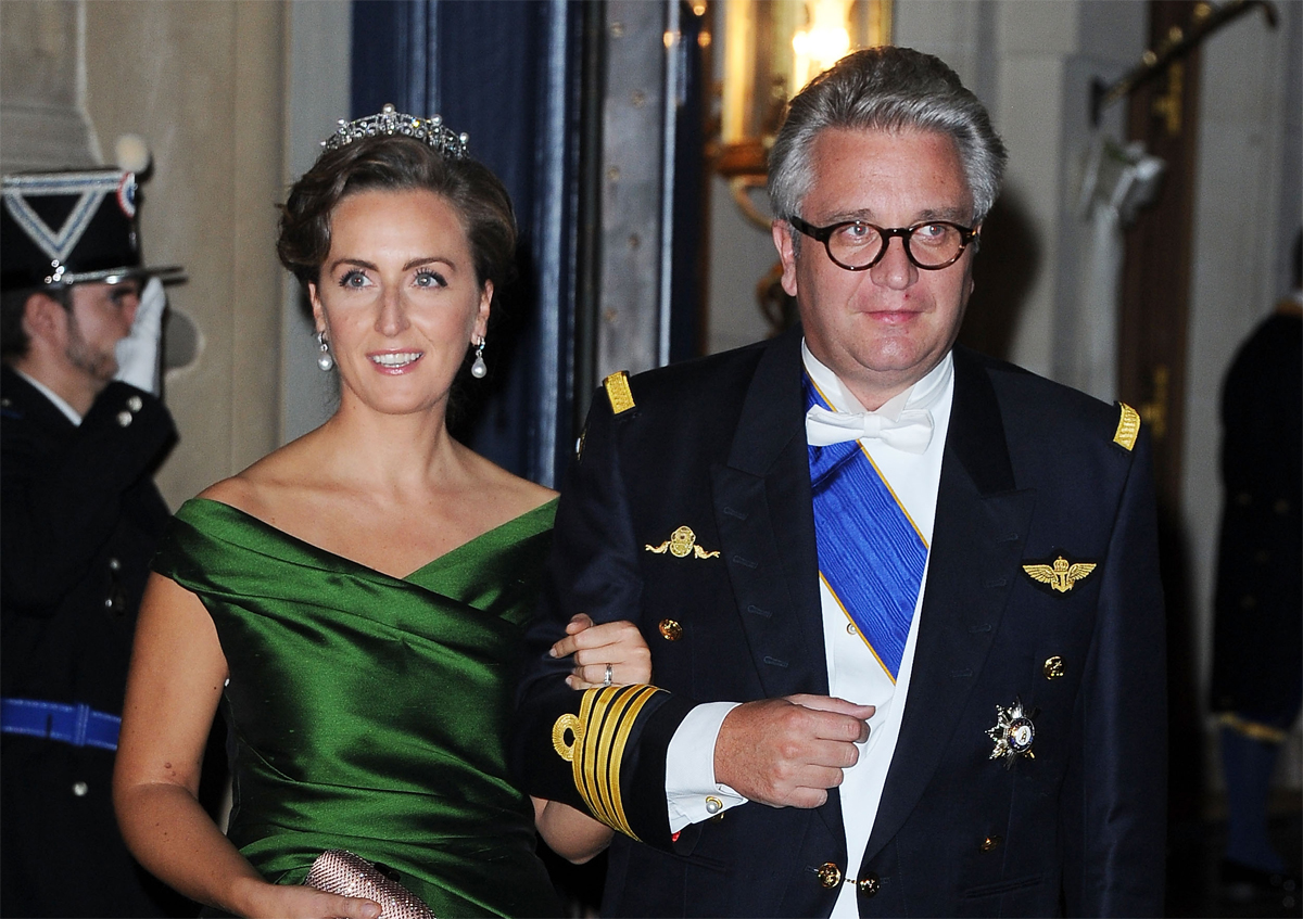 Il Principe Laurent e la Principessa Claire del Belgio partecipano a una cena di gala alla vigilia del matrimonio del Gran Duca Ereditario e della Grande Duchessa Ereditaria di Lussemburgo il 19 ottobre 2012 (Pascal Le Segretain/Getty Images)