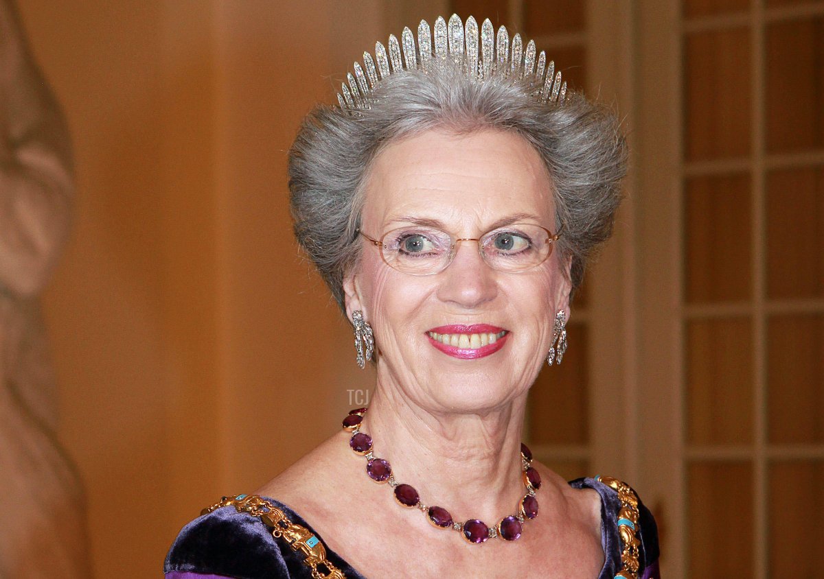 La Principessa Benedikte di Danimarca arriva per la Cena di Gala al Castello di Christiansborg in occasione del 40° anniversario di regno della Regina danese Margrethe a Copenaghen, Danimarca, 15 gennaio 2012