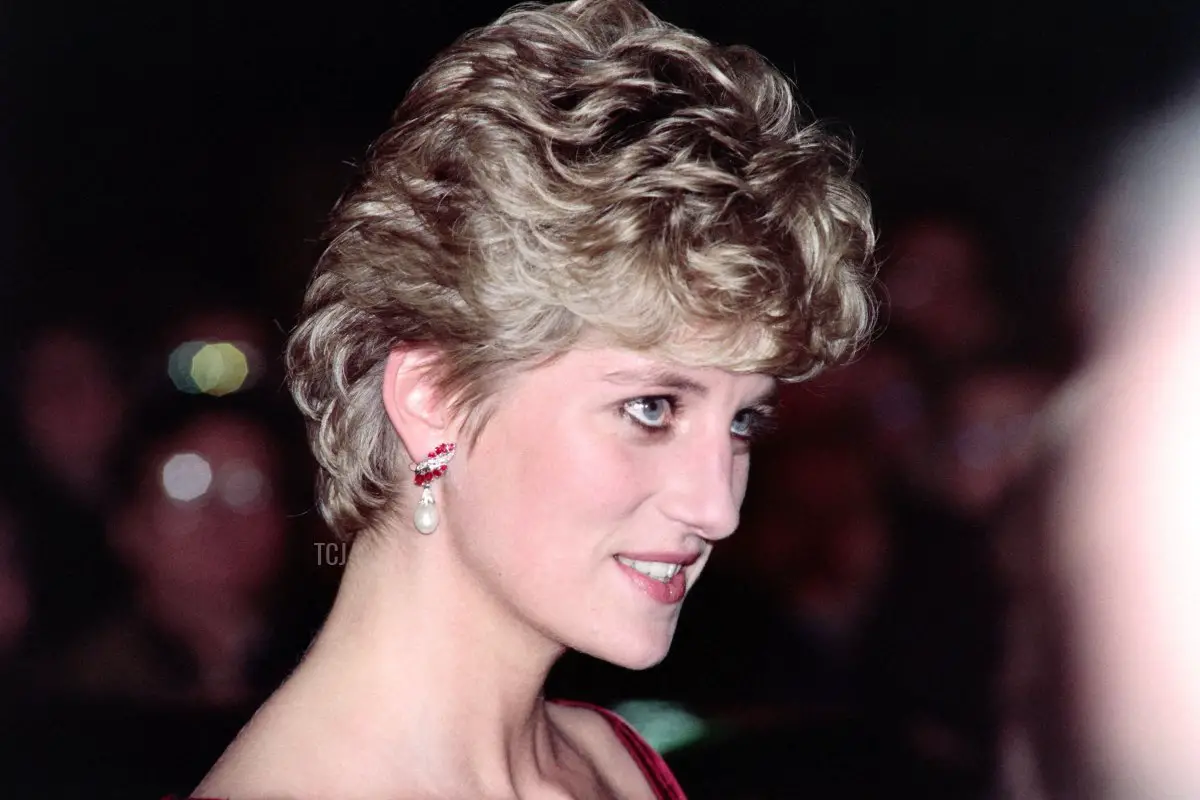 La Principessa del Galles Diana è ritratta prima di un concerto dell'oratorio di Paul McCartney 'Liverpool' a Lille il 15 novembre 1992