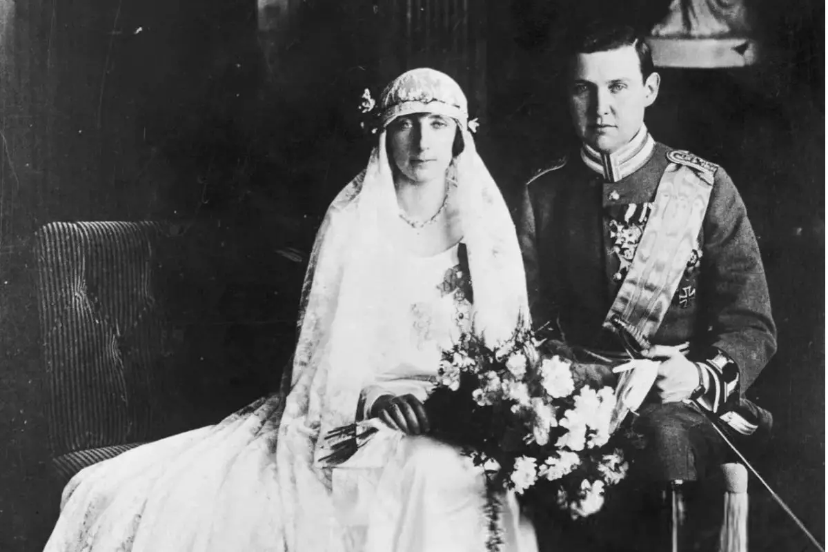 Princesse Nadezhda di Bulgaria e Duca Albrecht Eugen di Württemberg nel giorno del loro matrimonio, gennaio 1924 (Sotheby’s)