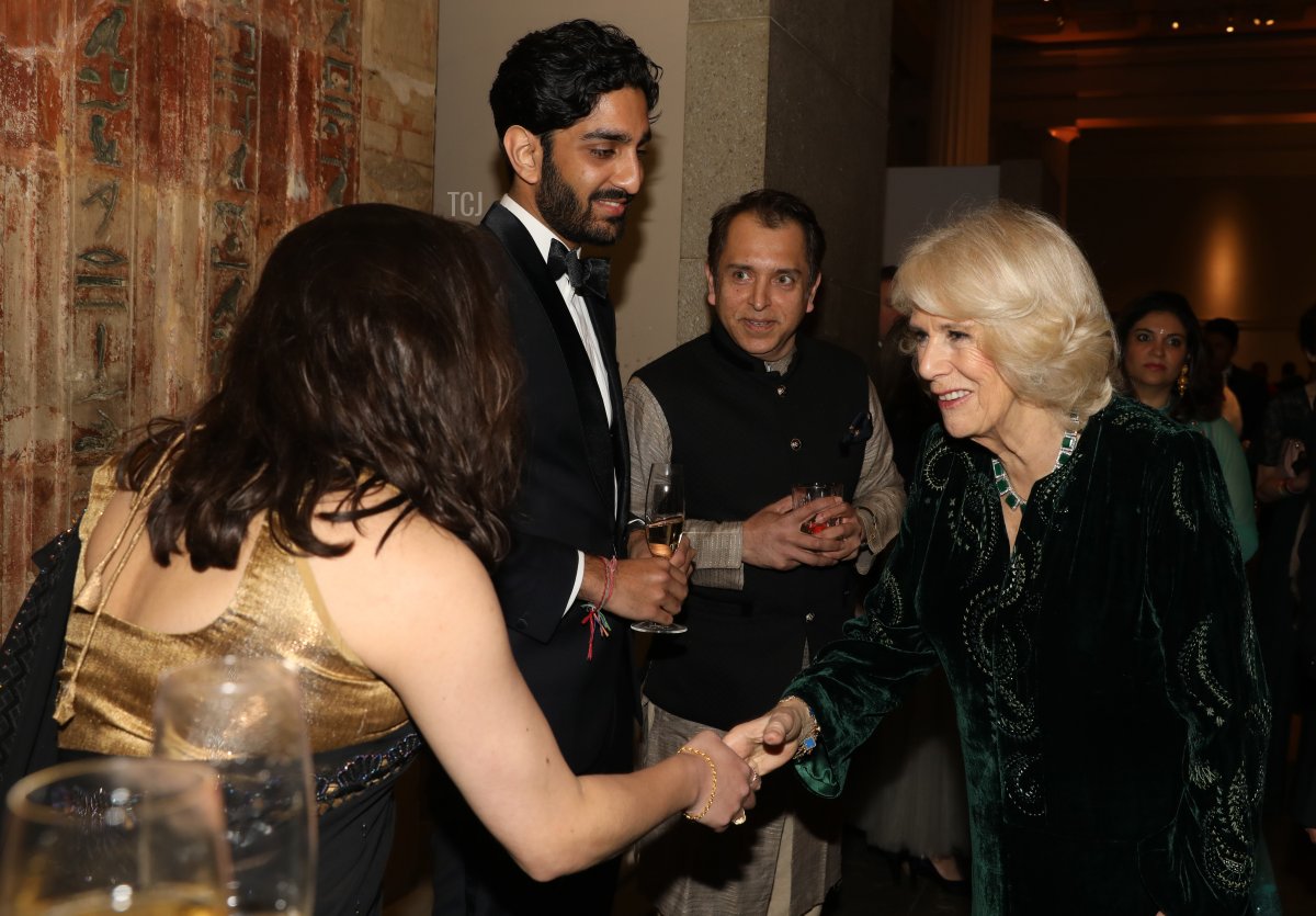 Camilla, Duchessa di Cornovaglia partecipa a una ricezione per celebrare il British Asian Trust al British Museum il 9 febbraio 2022 a Londra, Inghilterra