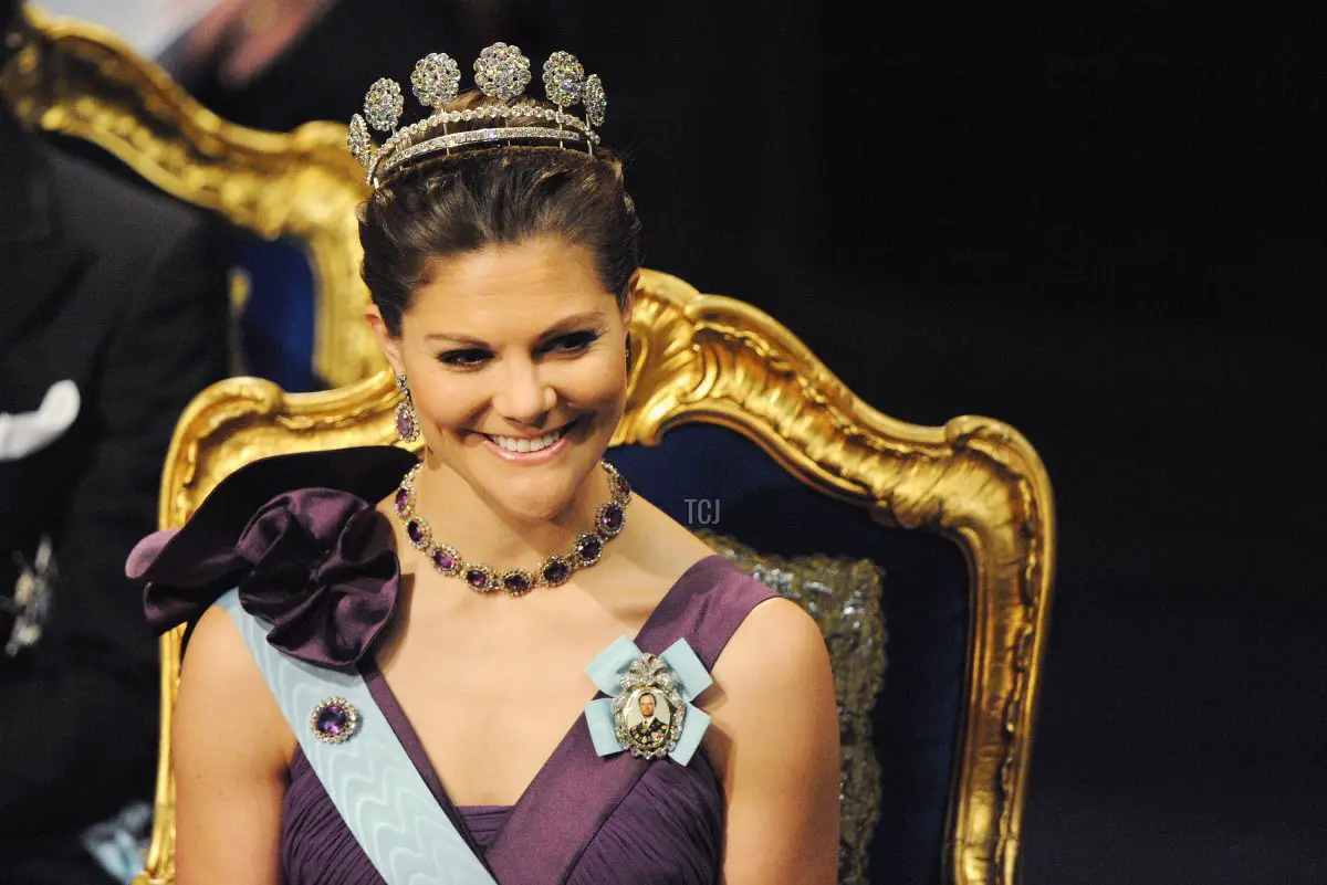 La Principessa ereditaria Victoria di Svezia partecipa alla Cerimonia di Premiazione e Banchetto della Fondazione Nobel il 10 dicembre 2009 a Stoccolma, Svezia