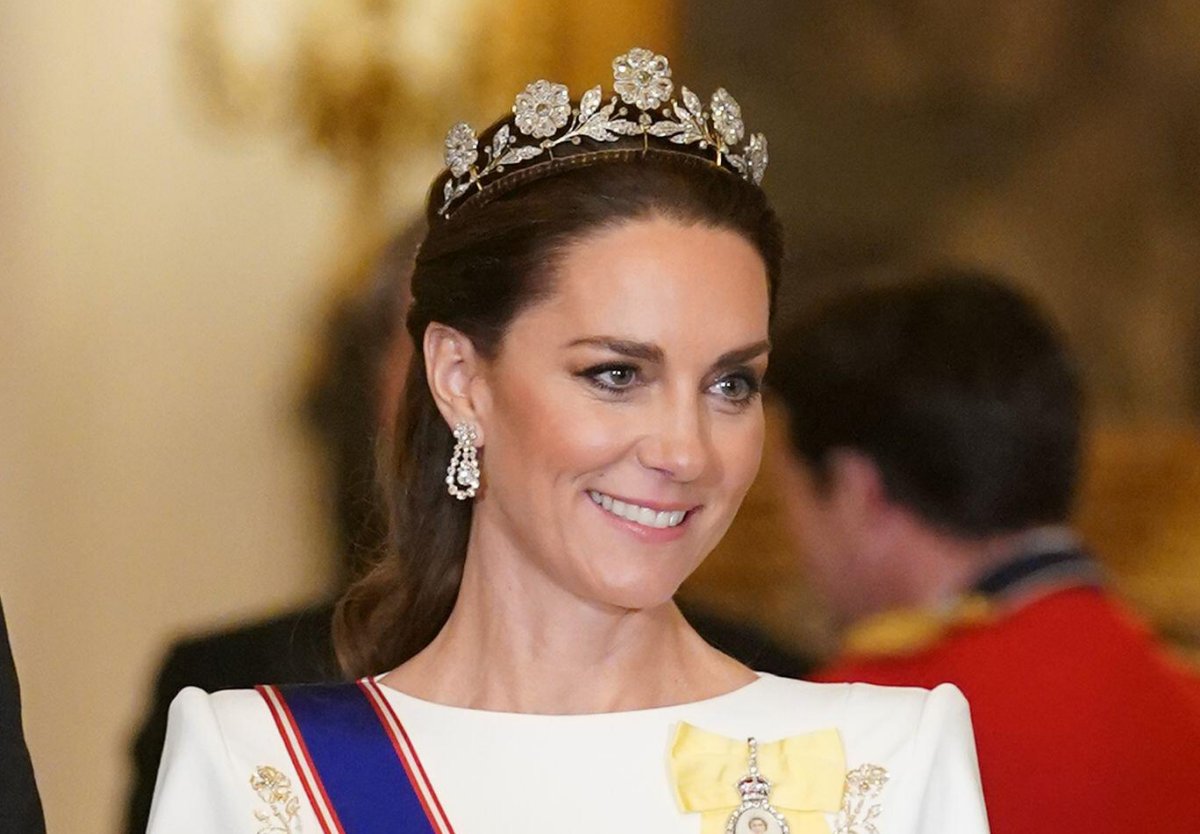 La Principessa di Galles partecipa a un banchetto di stato in onore del Presidente in visita della Corea del Sud a Buckingham Palace a Londra il 21 novembre 2023 (Yui Mok/PA Images/Alamy)